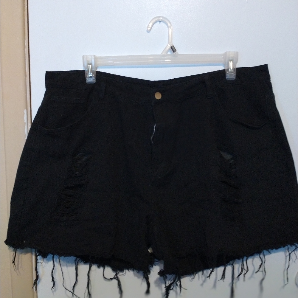 Women's black denim shorts